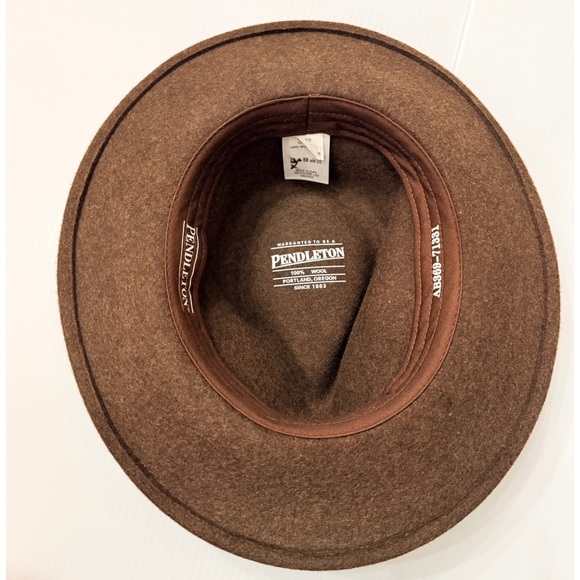Pendleton Dark Brown Wool Felt Fedora Western Outback Hat - M - Picture 6 of 12